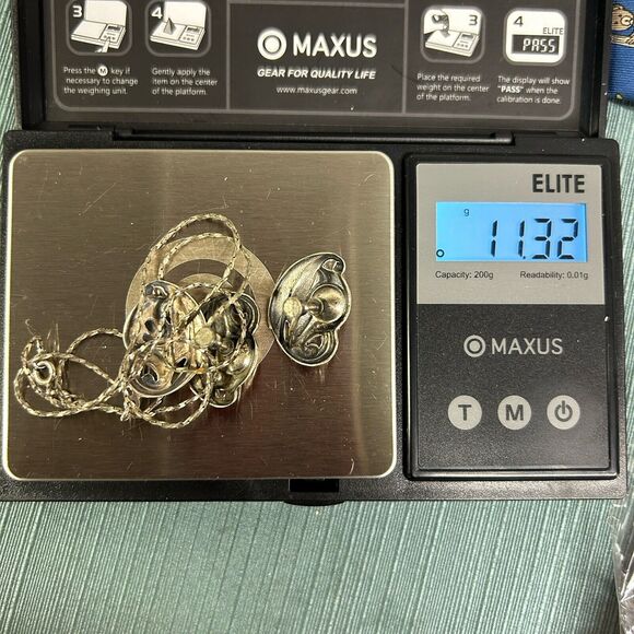 Vintage Estate 925 Sterling Silver Calla Lily Ornate Necklace & Clip on Earrings - Picture 10 of 15